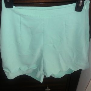 Mint Green Scalloped shorts